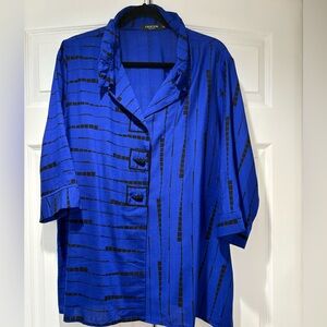 Creation Vibrant Blue and Black Patterned Jacket